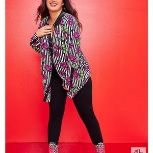 🆕 NWT TORRID BETSEY JOHNSON TUNIC BLOUSE - GEORGETTE FLORAL STRIPE